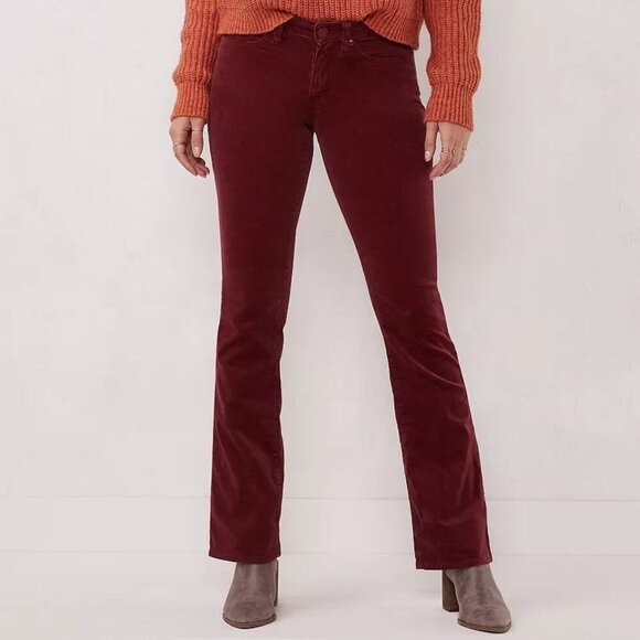Lauren Conrad Corduroy Burgundy Bootcut Mid Rise Pants Size 4 - Picture 1 of 8
